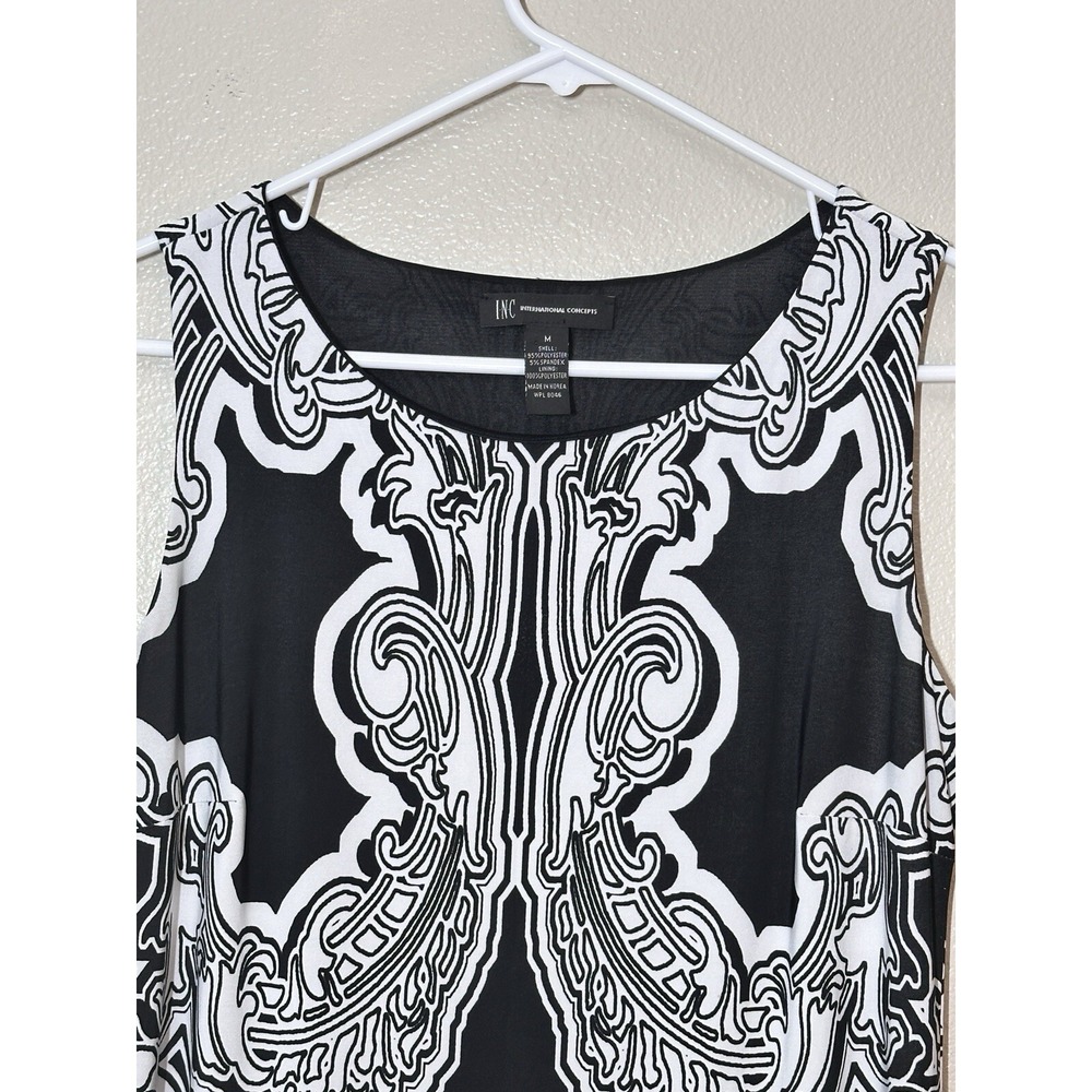 INC International Concepts Black White Paisley Sleeveless Dress Womens Medium - Picture 4 of 6